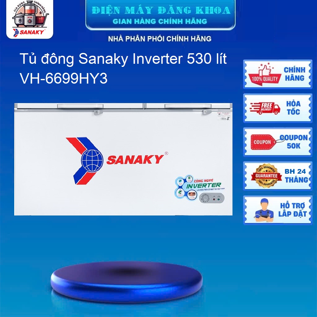 Tủ đông Sanaky Inverter VH-6699HY3 530 lít
