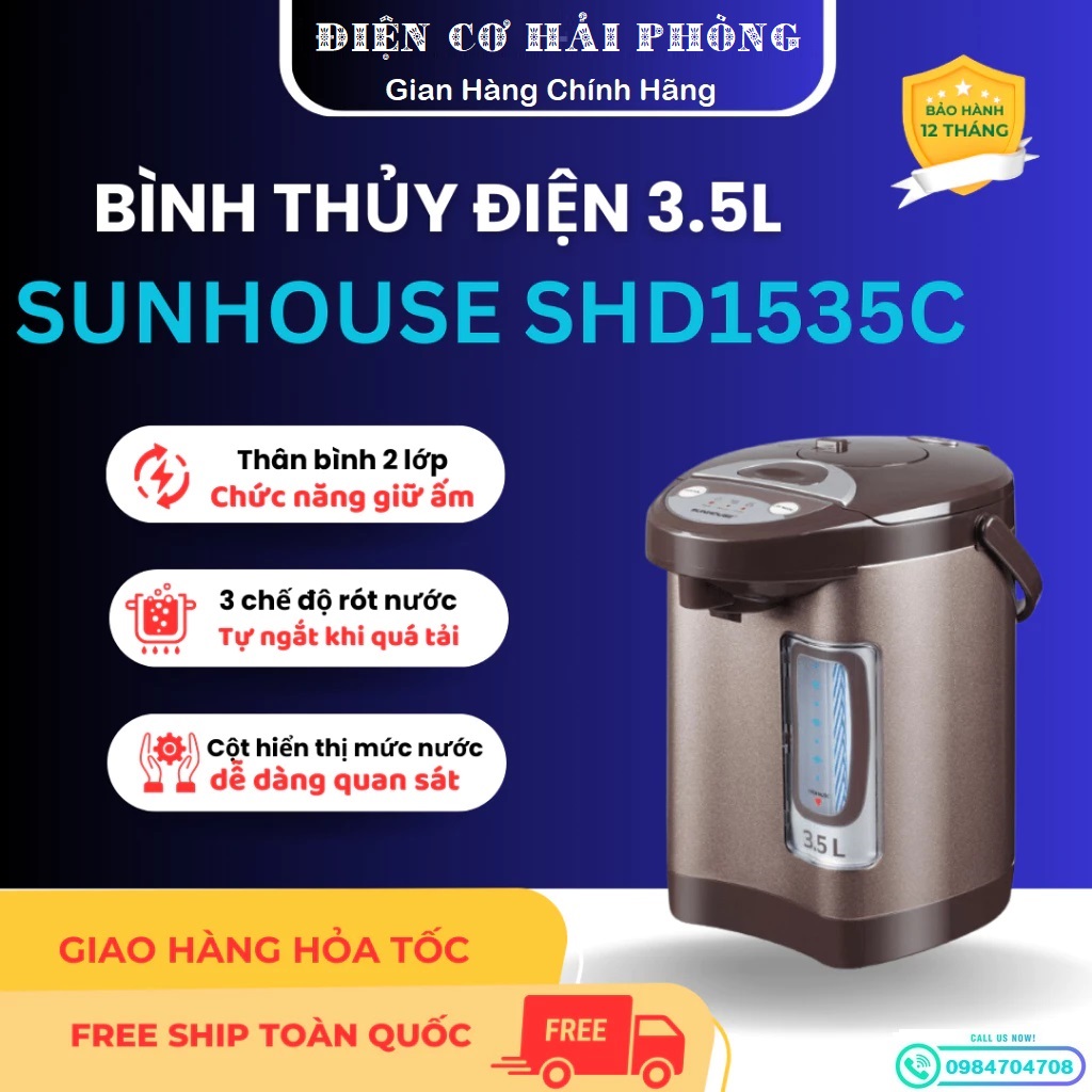 Bình thủy điện Sunhouse SHD1535C (3.5L)