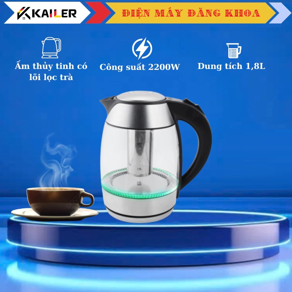 ẤM SIÊU TỐC THỦY TINH 1.8L KAILER KL-268