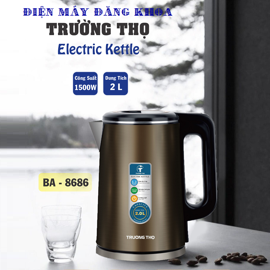 ẤM SIÊU TỐC TRƯỜNG THỌ BA-8686 dung tích 1.8 lít