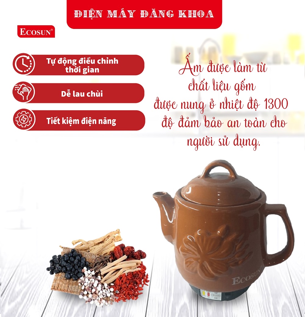Ấm sắc thuốc 4.5L Ecosun SD-4545