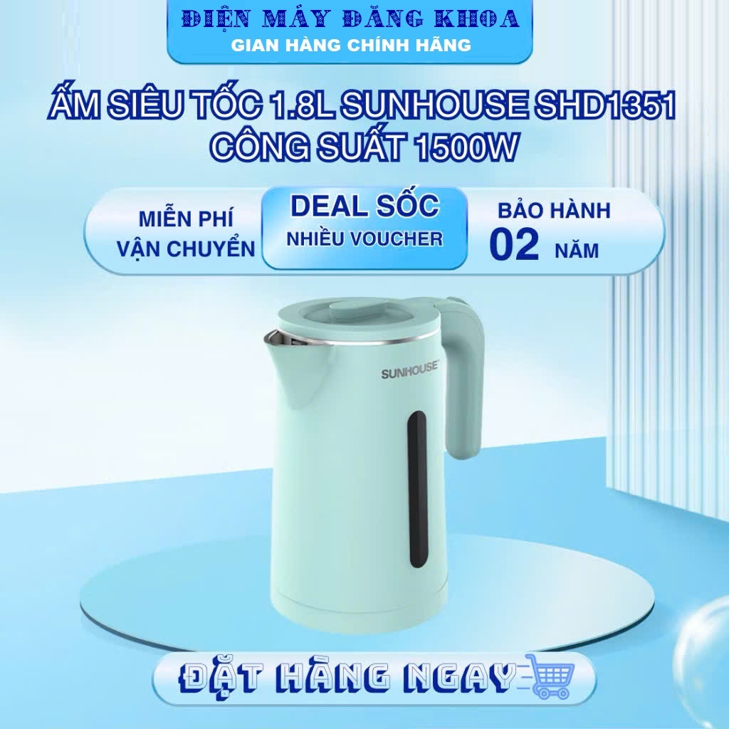 Ấm Siêu Tốc 2 Lớp Sunhouse SHD1351 1.8 Lít