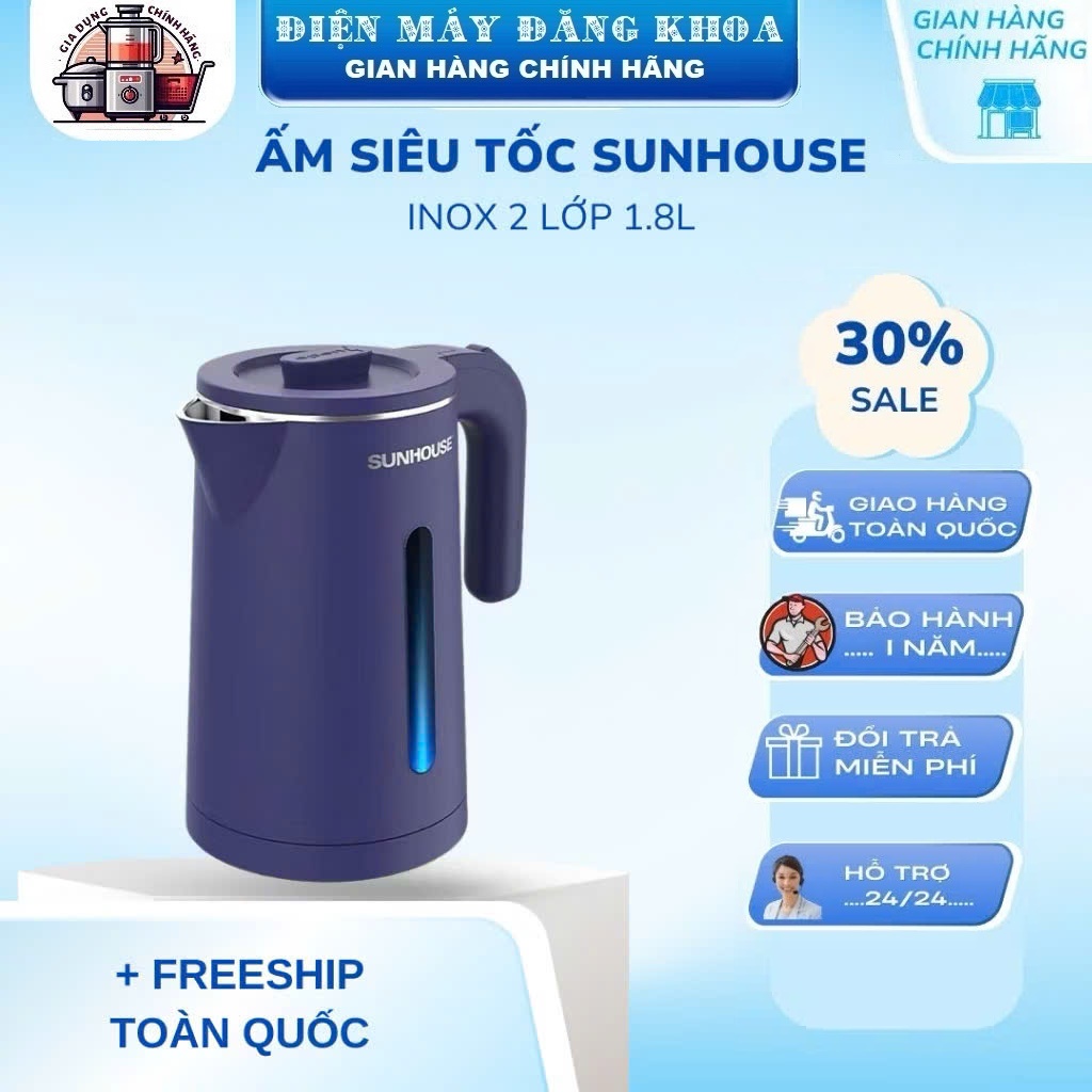 ẤM SIÊU TỐC INOX 2 LỚP SUNHOUSE SHD1356