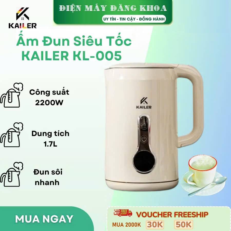 Ấm đun siêu tốc Kailer 1.7L KL-005 giữ ấm