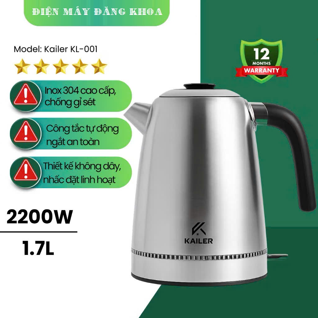 Ấm Siêu Tốc Inox Kailer Model KL-001
