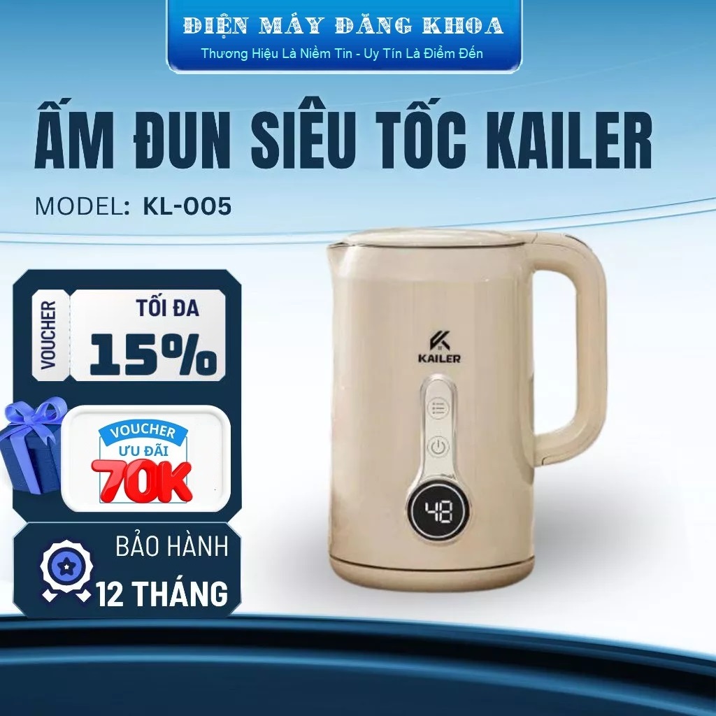 Ấm đun siêu tốc Kailer 1.7L KL-005 giữ ấm