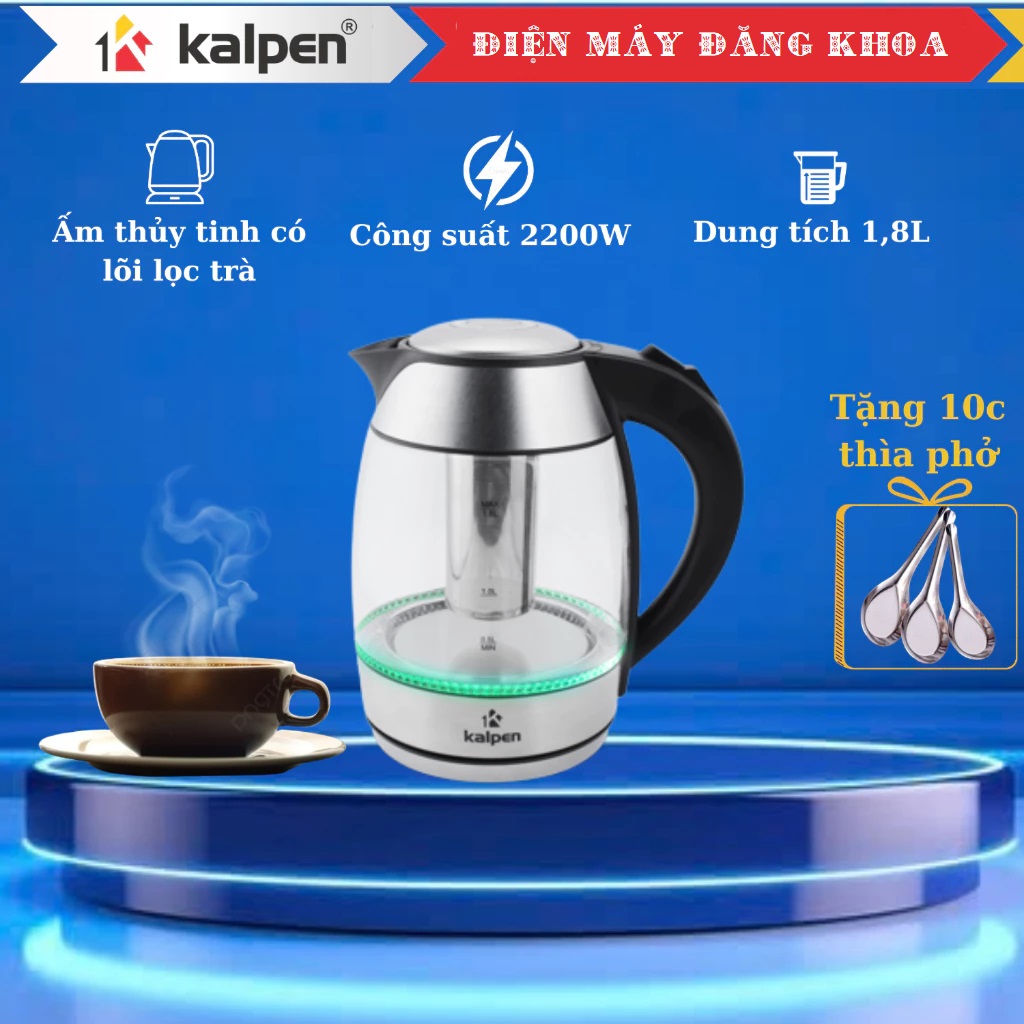 Ấm đun nước siêu tốc thủy tinh Kalpen KK66 dung tích 1.8 lít