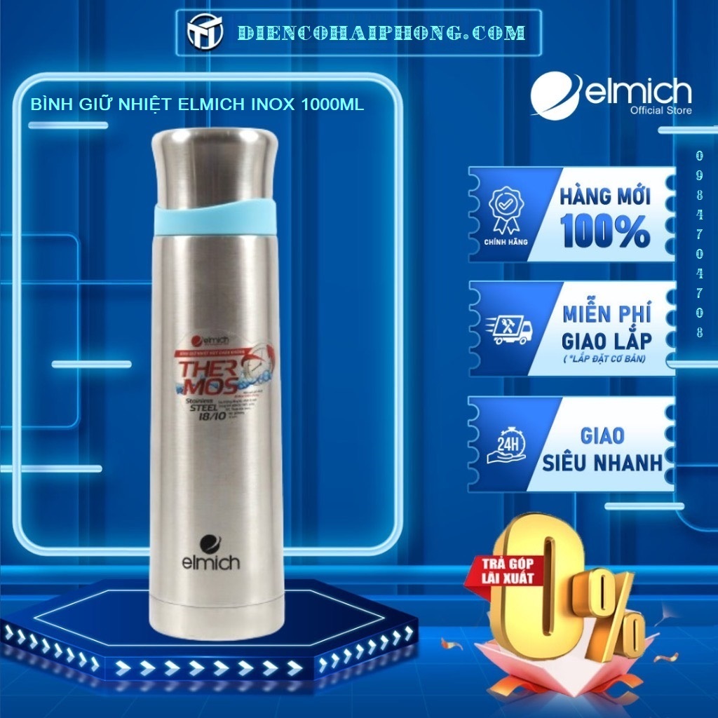 BÌNH GIỮ NHIỆT ELMICH INOX 1000ML K10 ( 2246387 )