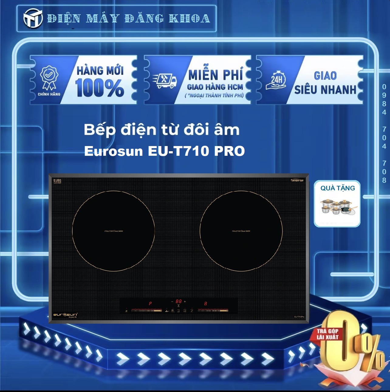 Bếp Từ Eurosun EU-T710 PRO Gold , TẶNG BỘ NỒI