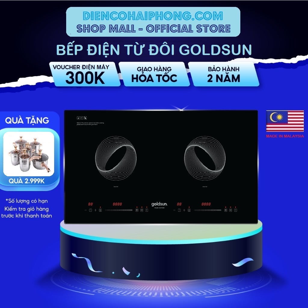 Bếp điện từ đôi Goldsun GDI7460  ( Tặng bộ nồi )