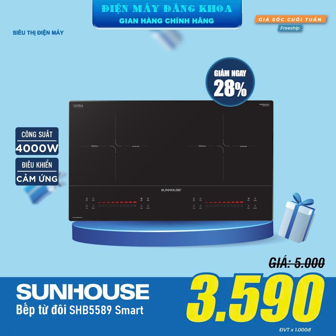 Bếp đôi điện từ Sunhouse SHB5589 Smart