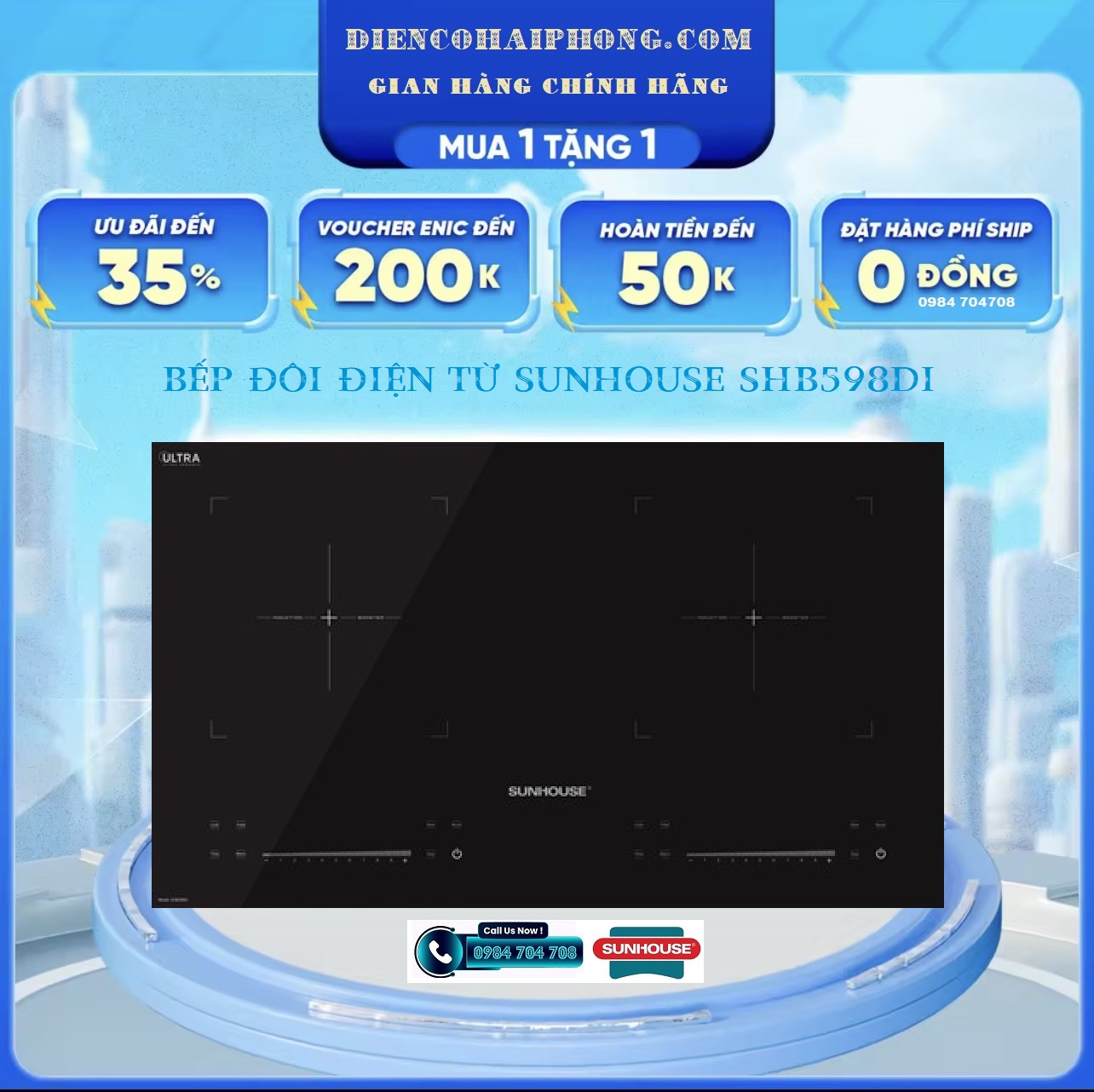 BẾP ĐÔI ĐIỆN TỪ SUNHOUSE SHB598DI