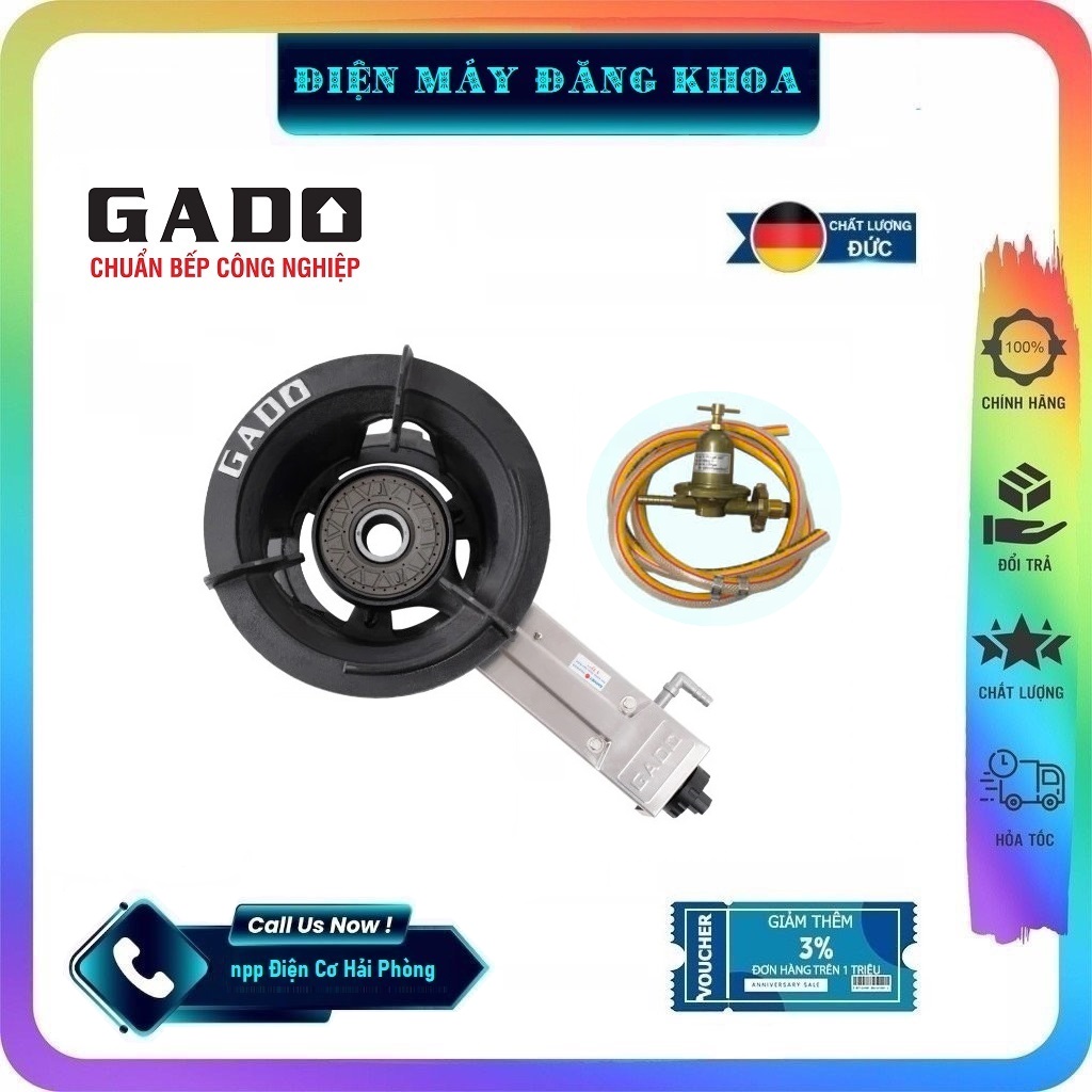Combo Bếp gas công nghiệp GADO - 6G van dây