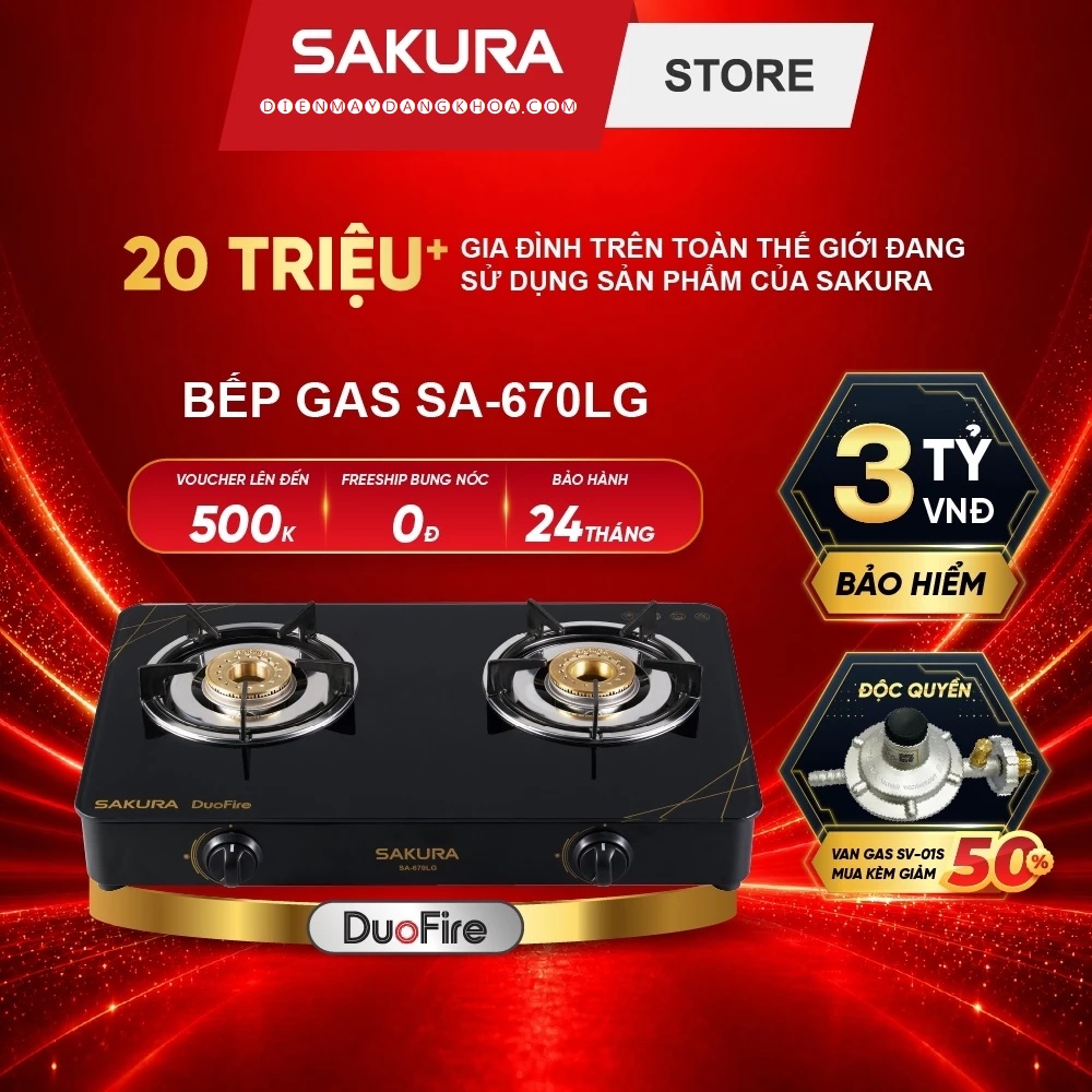 Bếp gas dương đôi lửa xoáy kép SAKURA SA-670LG