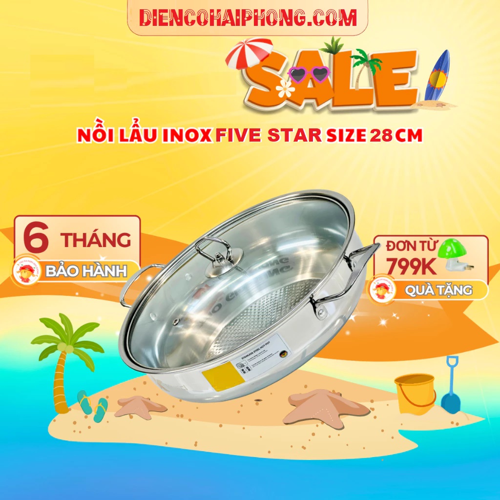 Nồi nấu lẩu inox sử dụng cho bếp từ 26,28cm 