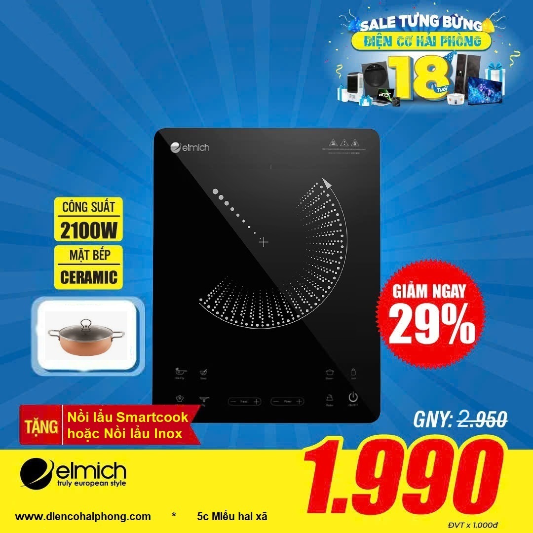 Bếp điện từ đơn Elmich ICE-1832 ( tặng nồi lẩu )