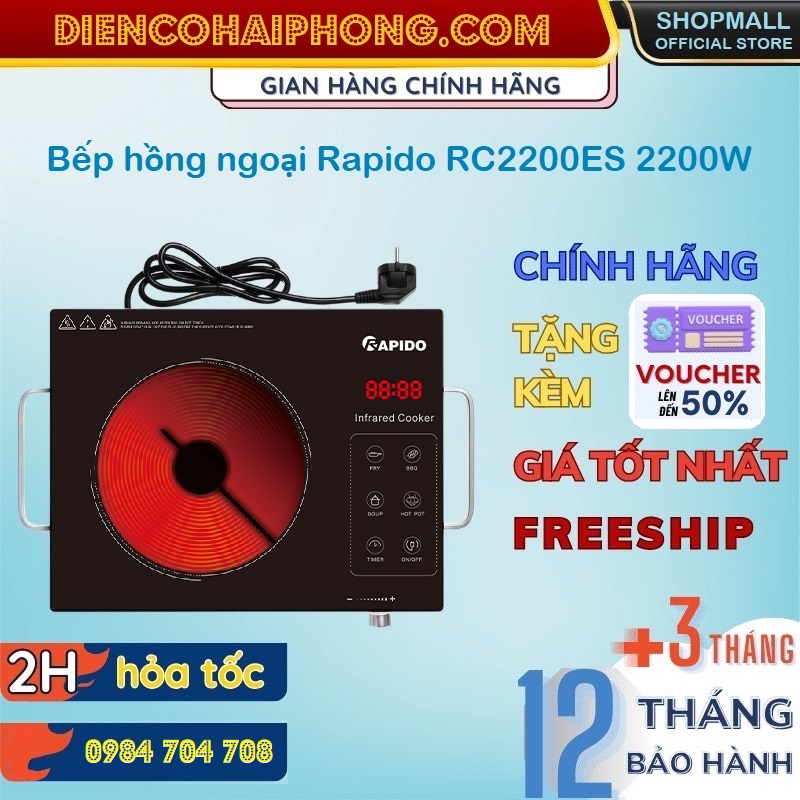 Bếp hồng ngoại Rapido RC2200ES 2200W