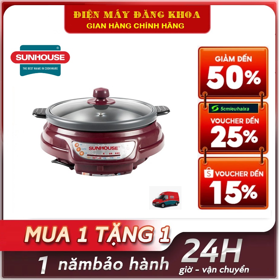 Nồi lẩu điện Sunhouse SH-535L Nâu 3.5 lít