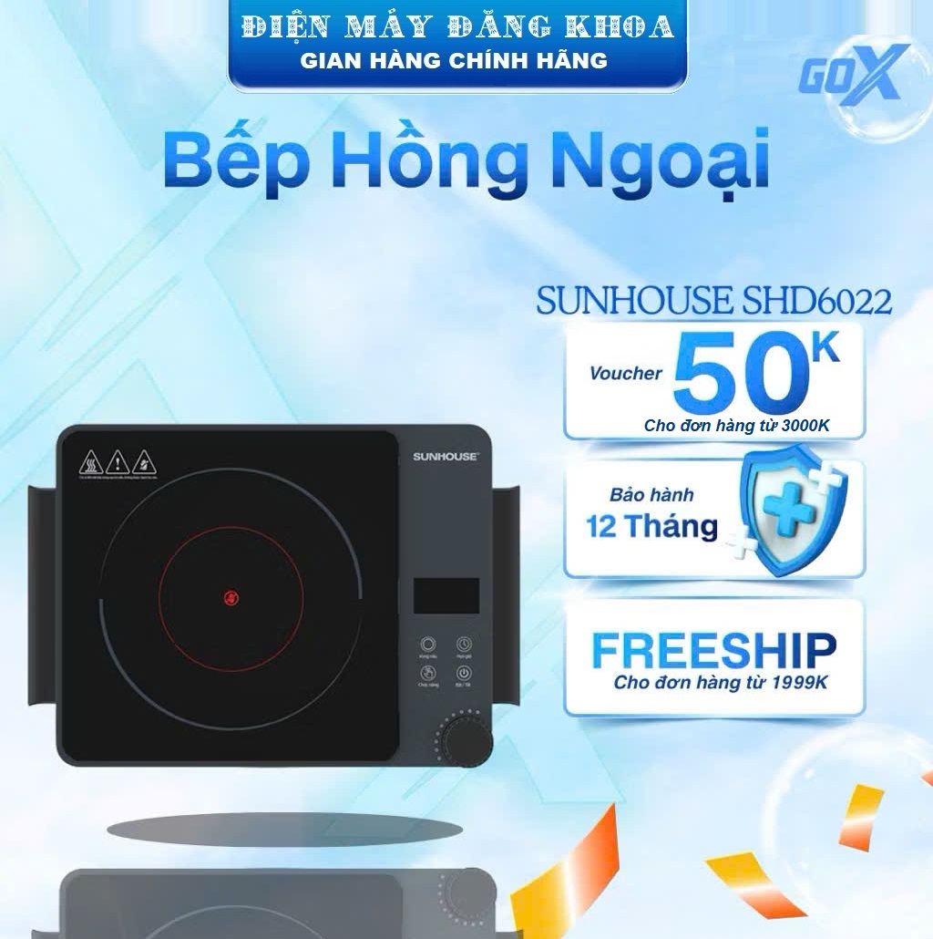 Bếp hồng ngoại 2 vòng nhiệt Sunhouse SHD6022
