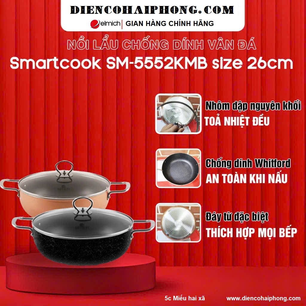Nồi lẩu từ 26cm Elmich Smartcook SM-5552KMB
