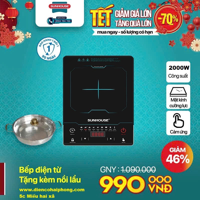 Bếp từ cảm ứng Sunhouse SHD6873 ( Tặng nồi lẩu )