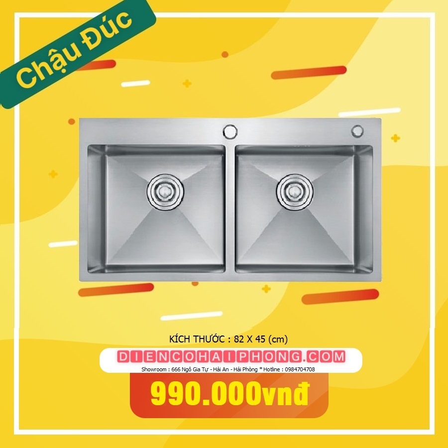Chậu rửa bát 2 hố cân sus304 8245 KOREA