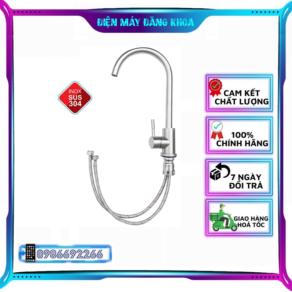 Vòi rửa bát nóng lạnh Inox SUS 304