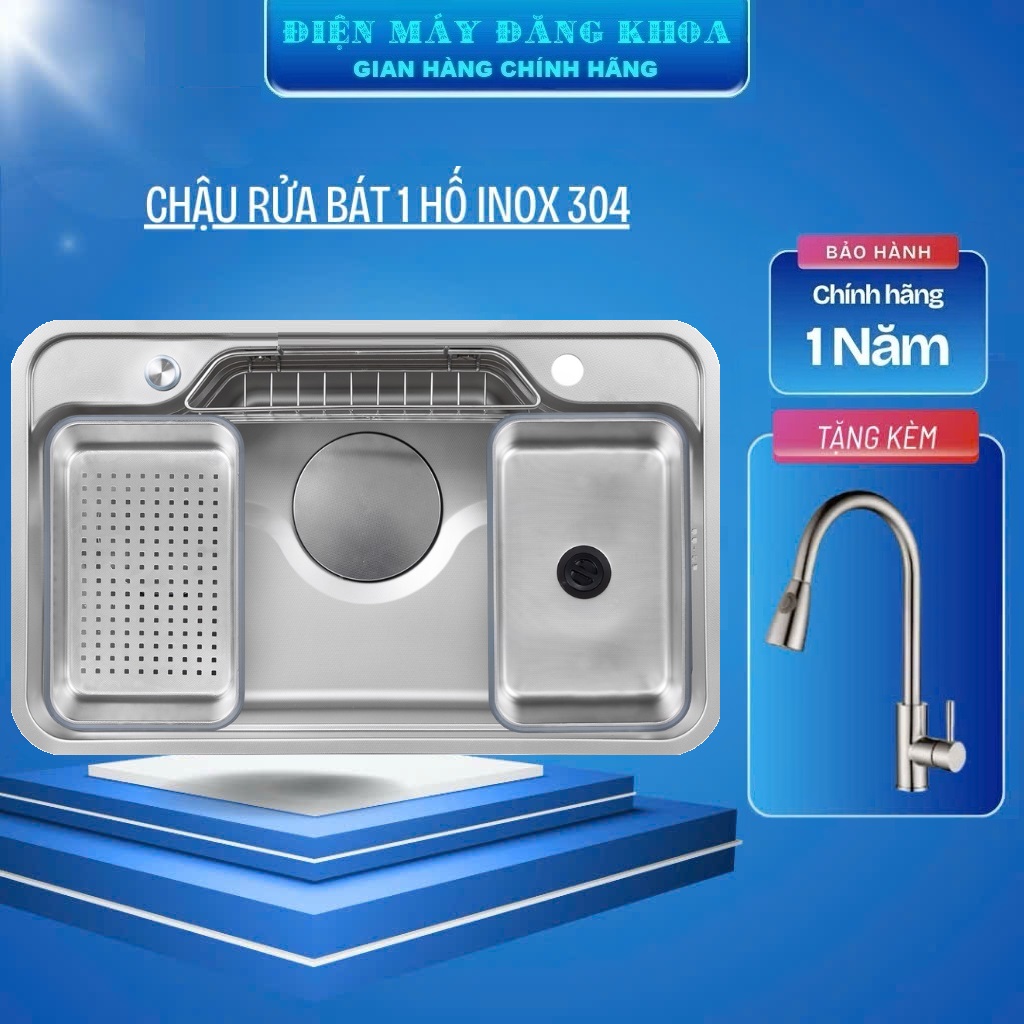 Combo CHẬU ĐƠN BÁN NGUYỆT INOX 7848 và vòi rút