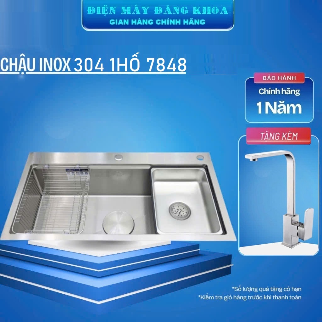 Combo CHẬU vòi RỬA BÁT 1 HỐ KOREA 7848 INOX 304