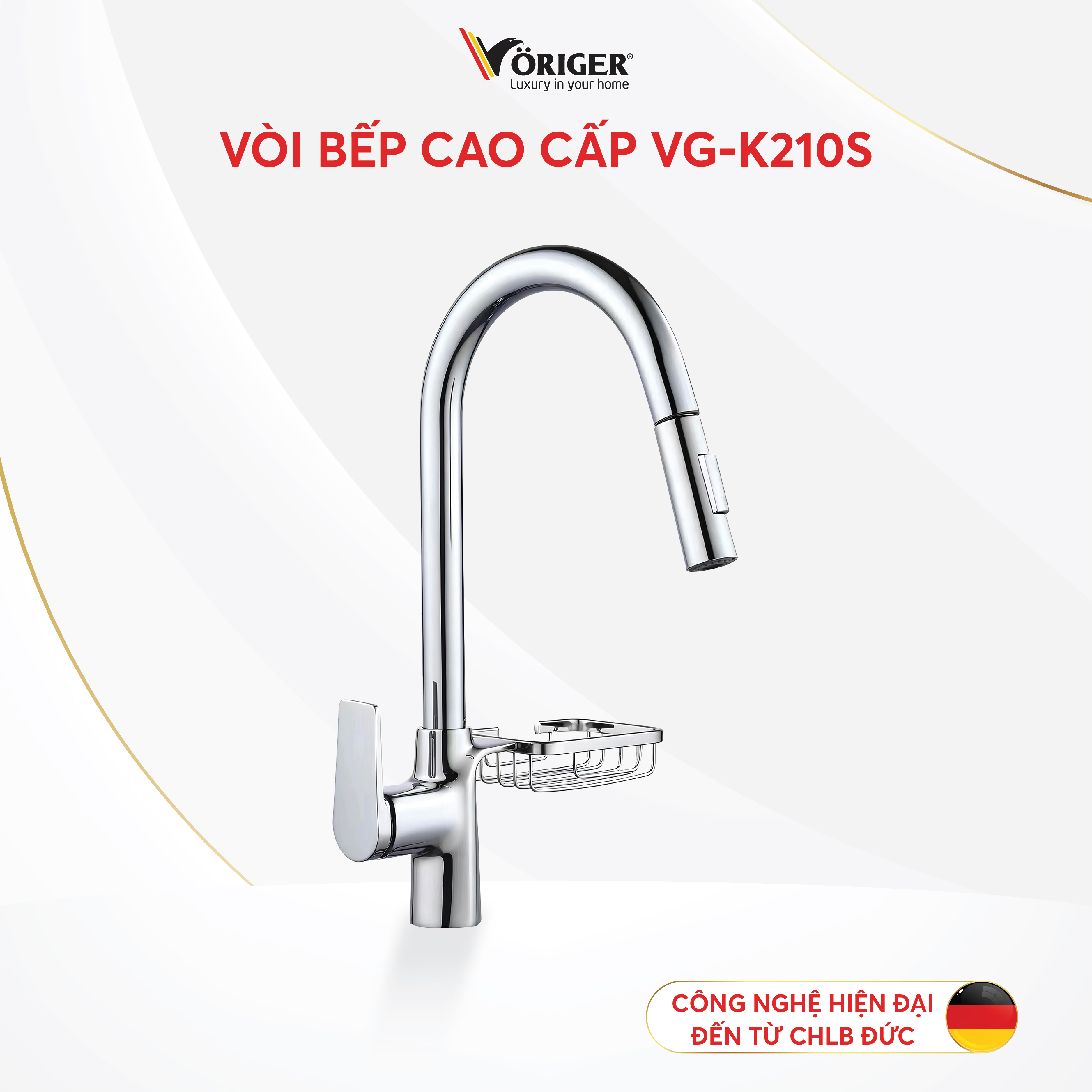 Vòi rửa chén nóng, lạnh inox 304 dây rút có khay