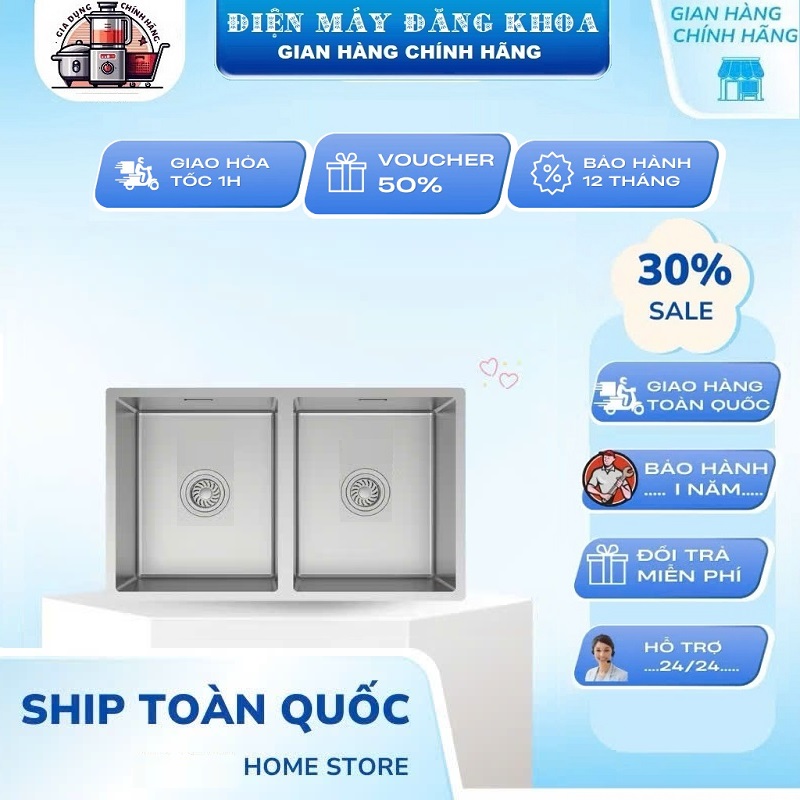 Chậu rửa bát hai hố PIENO P8245L simple inox sus 304