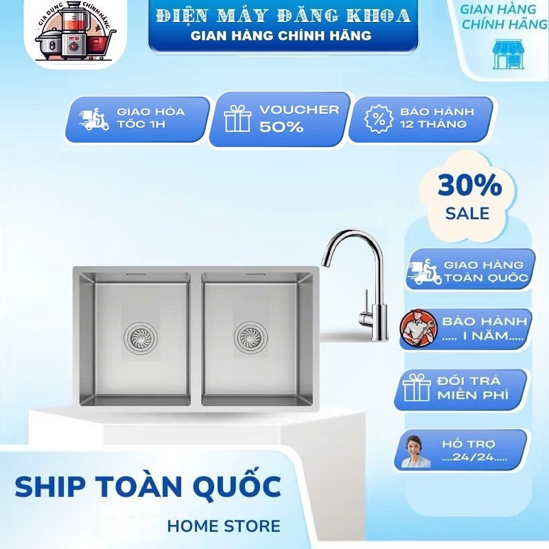 Combo Chậu RỬA bát 8245 Sus304 và vòi nóng lạnh sus304