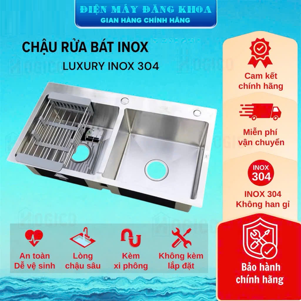 Chậu rửa bát 2 hố cân sus304 8245 KOREA