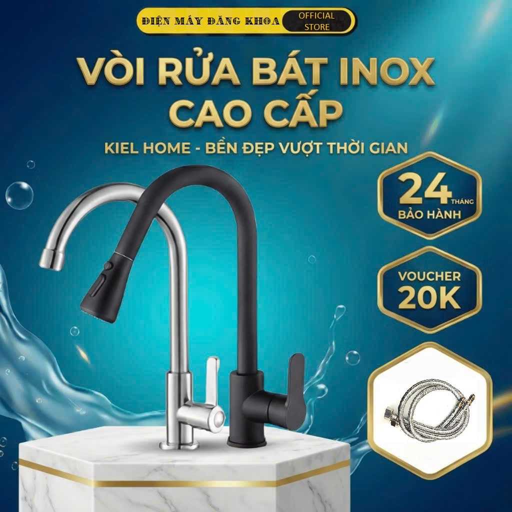 VÒI RỬA BÁT NÓNG LẠNH DÂY RÚT INOX SUS 304