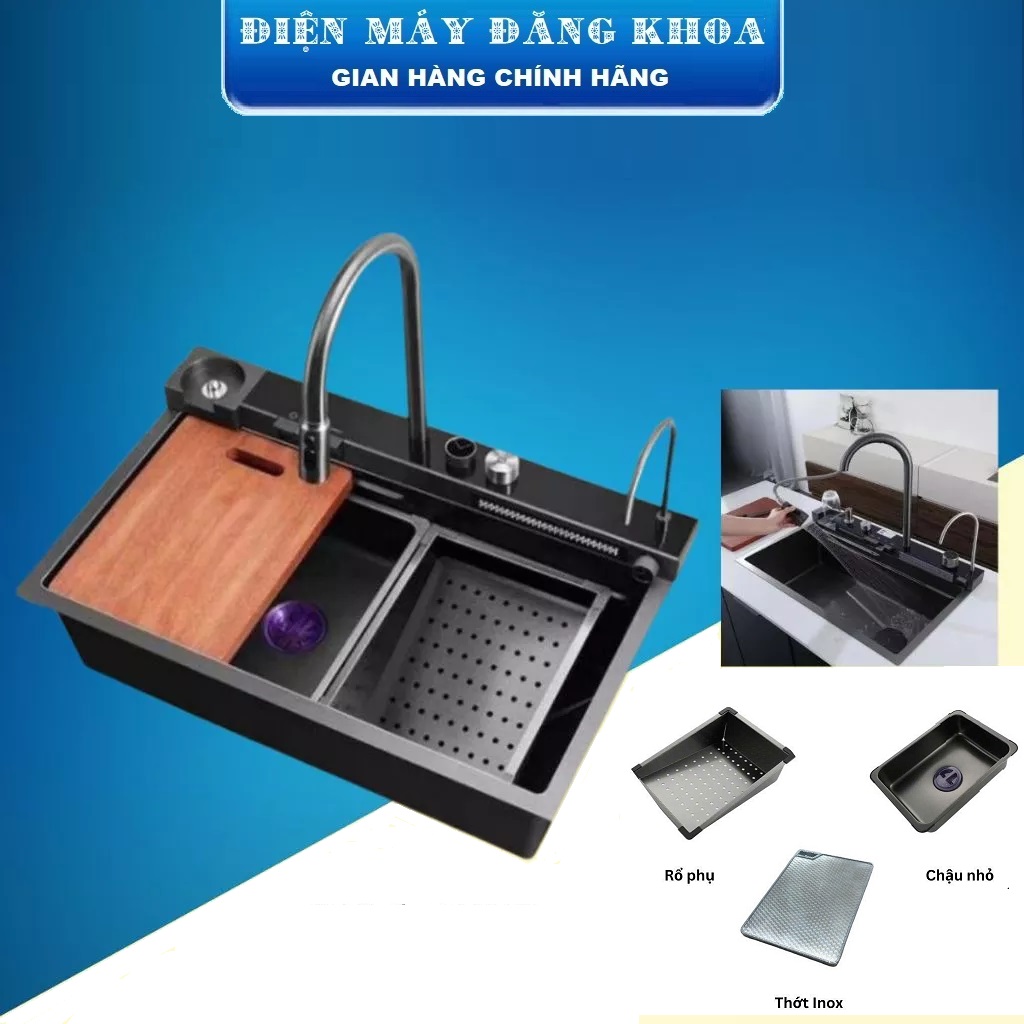 Chậu Rửa bát 5 phím Thác nước 8046 phủ nano inox 304