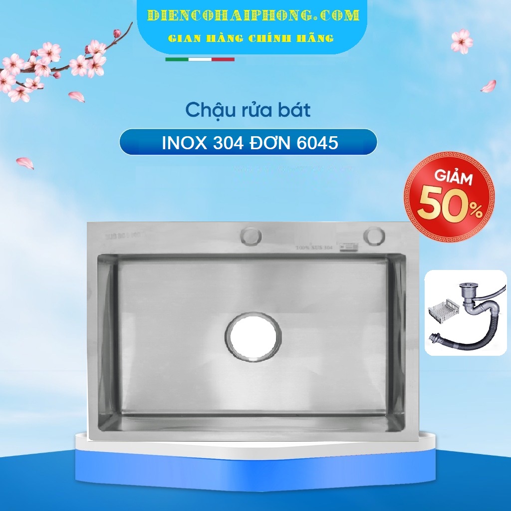 Chậu rửa inox 304 đơn đúc 6045