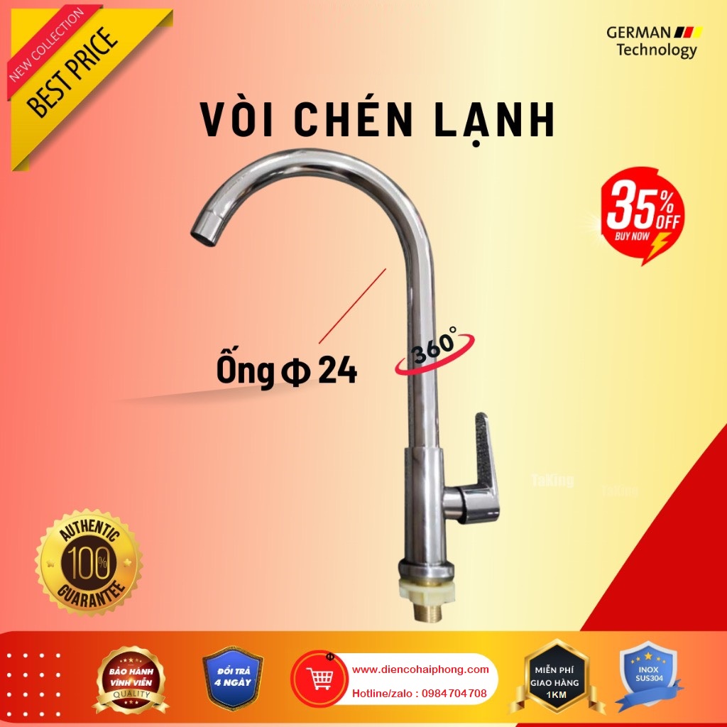 Vòi chậu rửa bát inox 304 1 đường lạnh