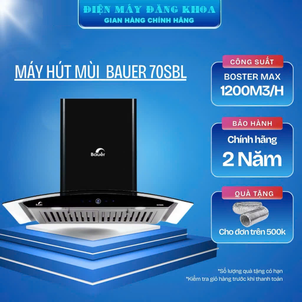 MÁY HÚT MÙI kính cong cảm ứng BAUER BC-70SBL ( New )