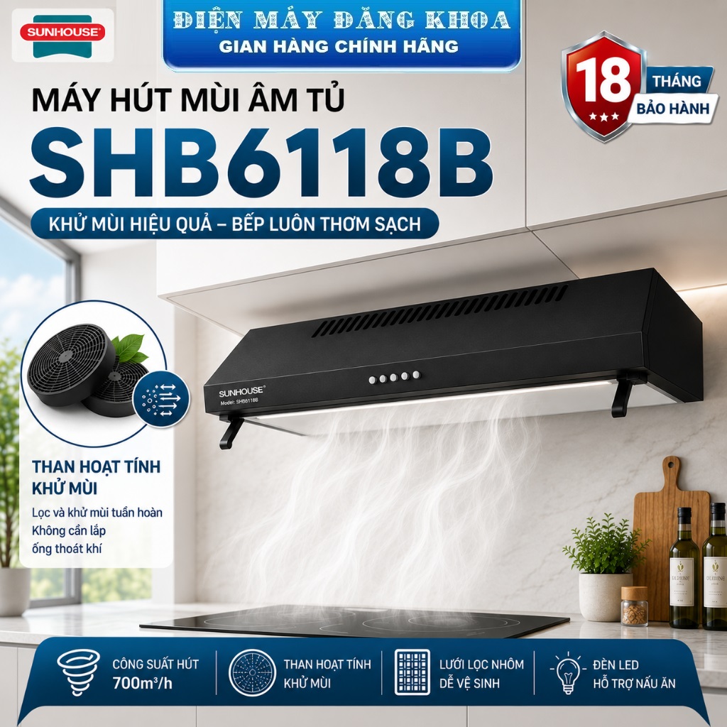 Máy hút mùi Sunhouse SHB6118I