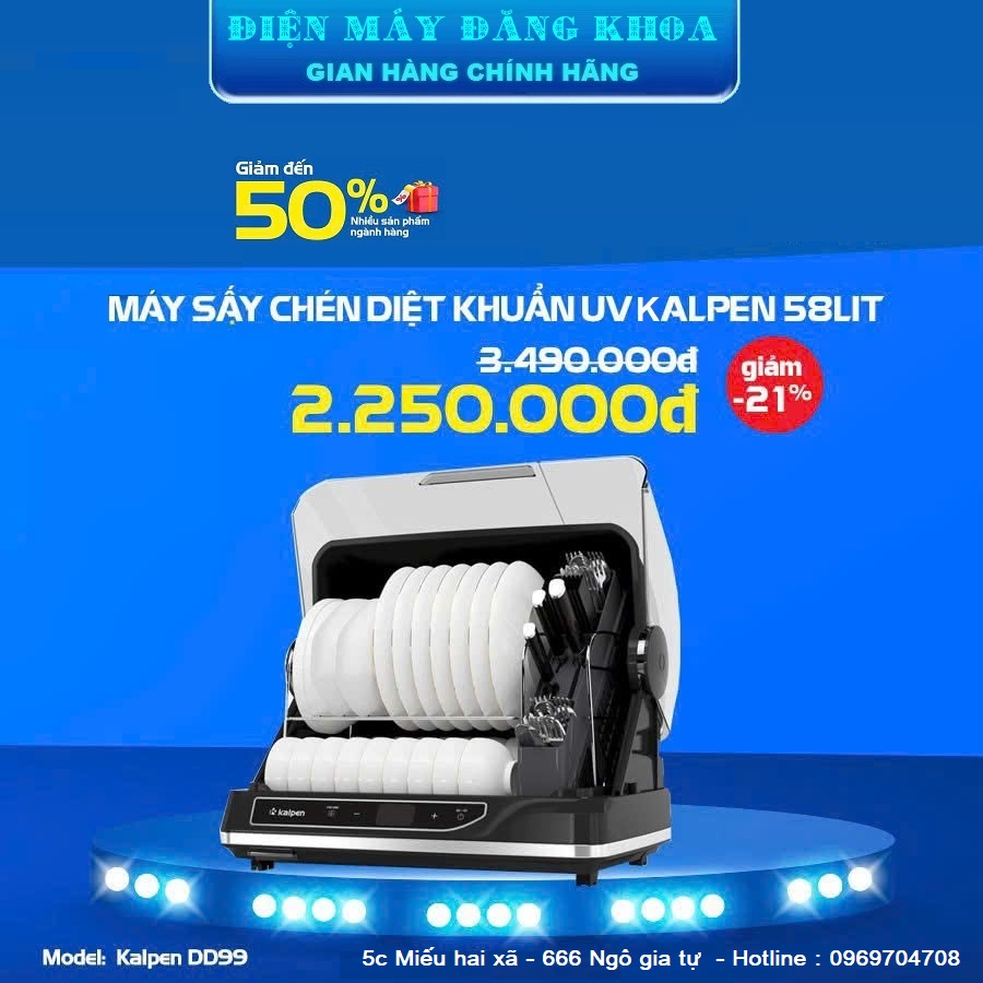 Máy Sấy Bát Kalpen DD99 Diệt Khuẩn UV 58 lít ( tặng máy bắt muỗi )