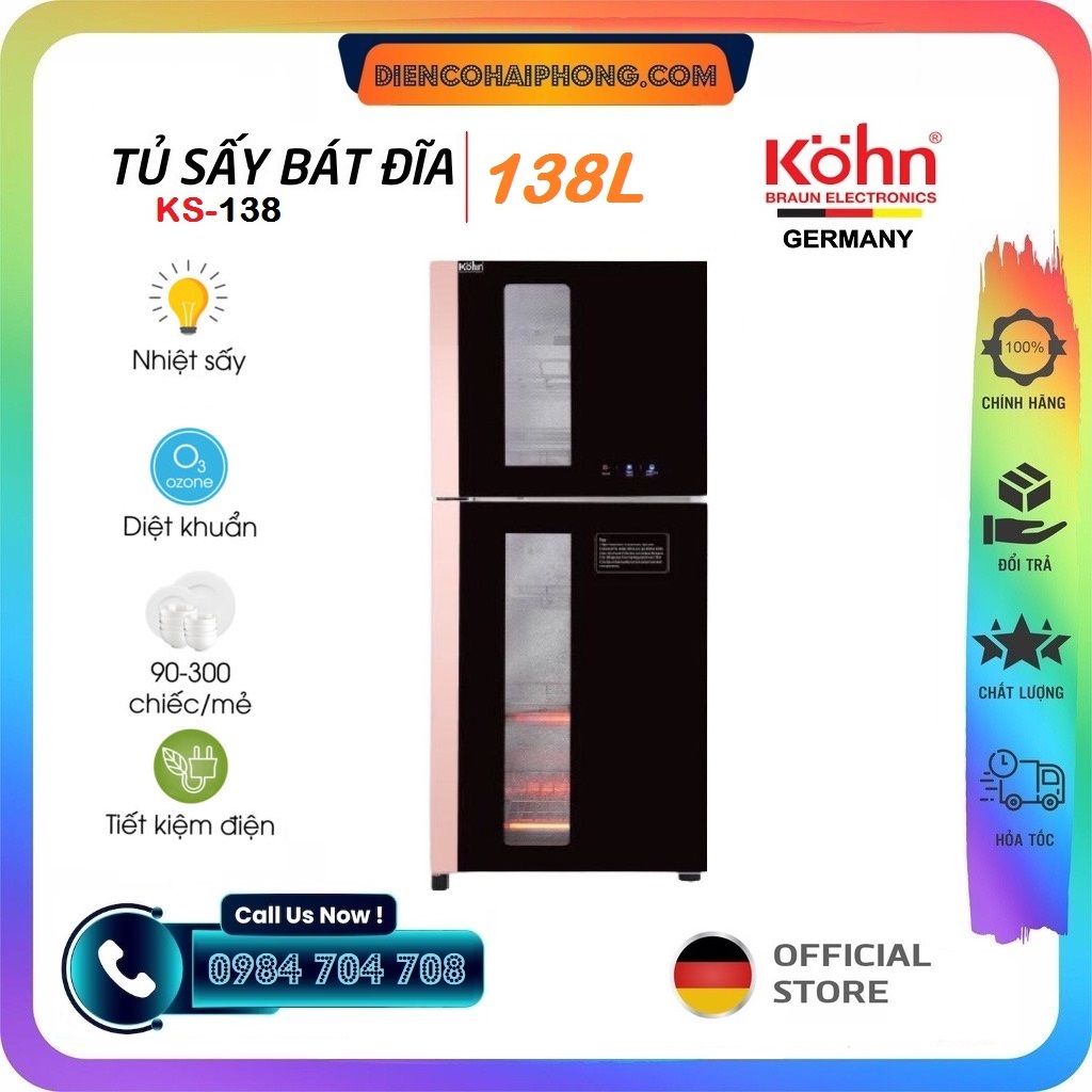 Tủ sấy khử trùng bát đĩa Braun KOHN KS25G 138LÍT