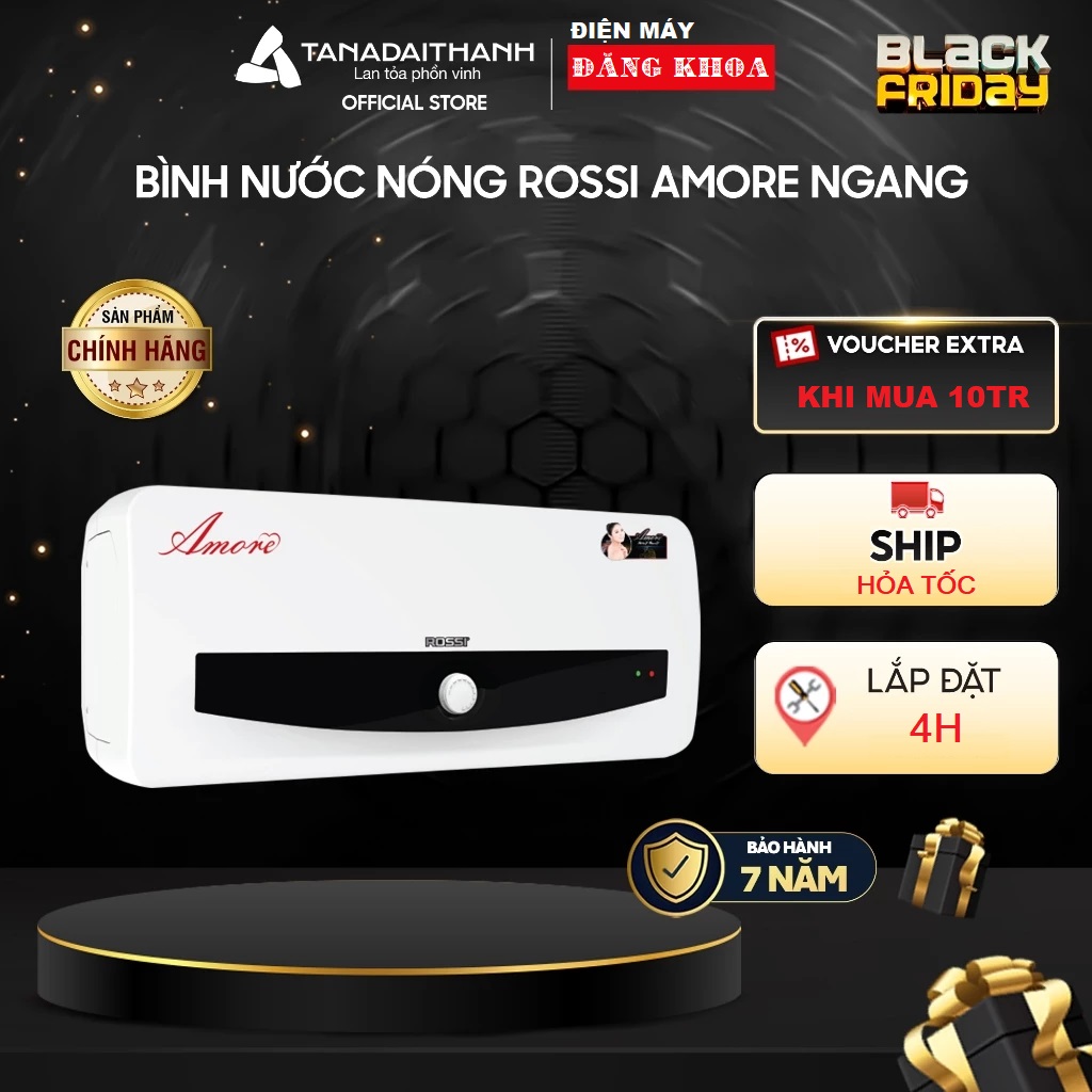 Bình nóng lạnh Rossi AMORE 30l ngang RAM30SL