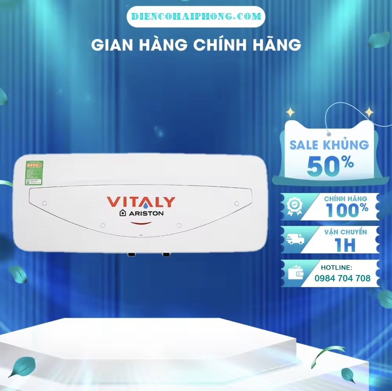 Bình nóng lạnh ngang  Ariston VITALY 20 lít