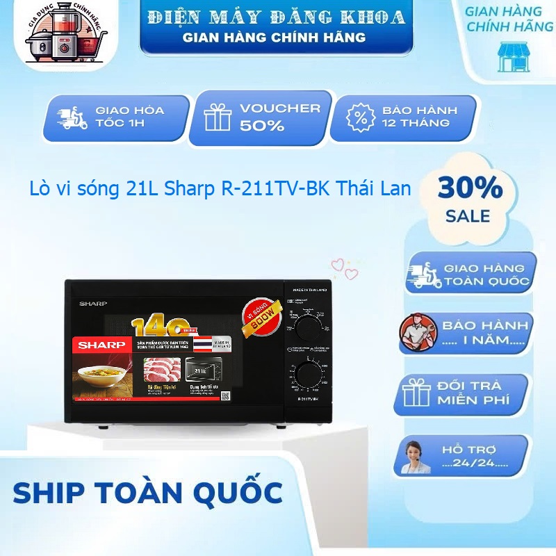 Lò vi sóng Sharp R-211TV-BK 21L Thái Lan