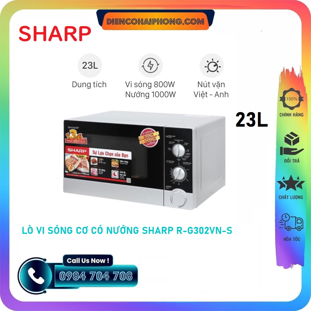 Lò vi sóng cơ có nướng 23L Sharp R-G302VN-S