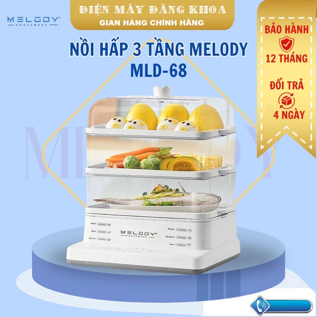 Nồi hấp điện 3 tầng đa năng Melody MLD68
