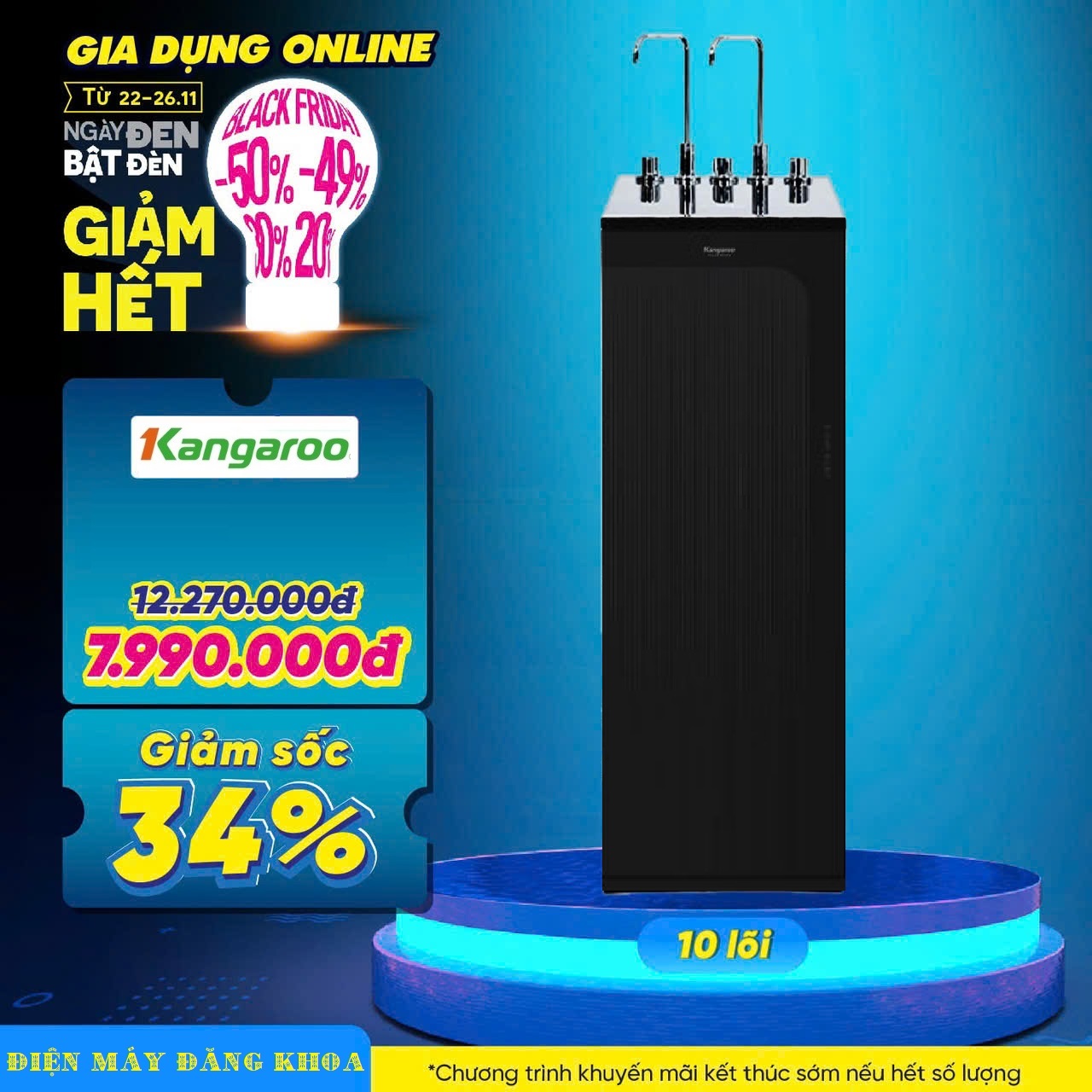 Máy lọc nước Kangaroo Hydrogen Infinity nóng lạnh 10 lõi KG10N6