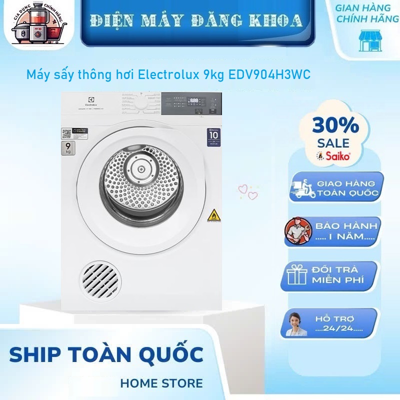 Máy sấy thông hơi Electrolux 8kg EDV804H3WC