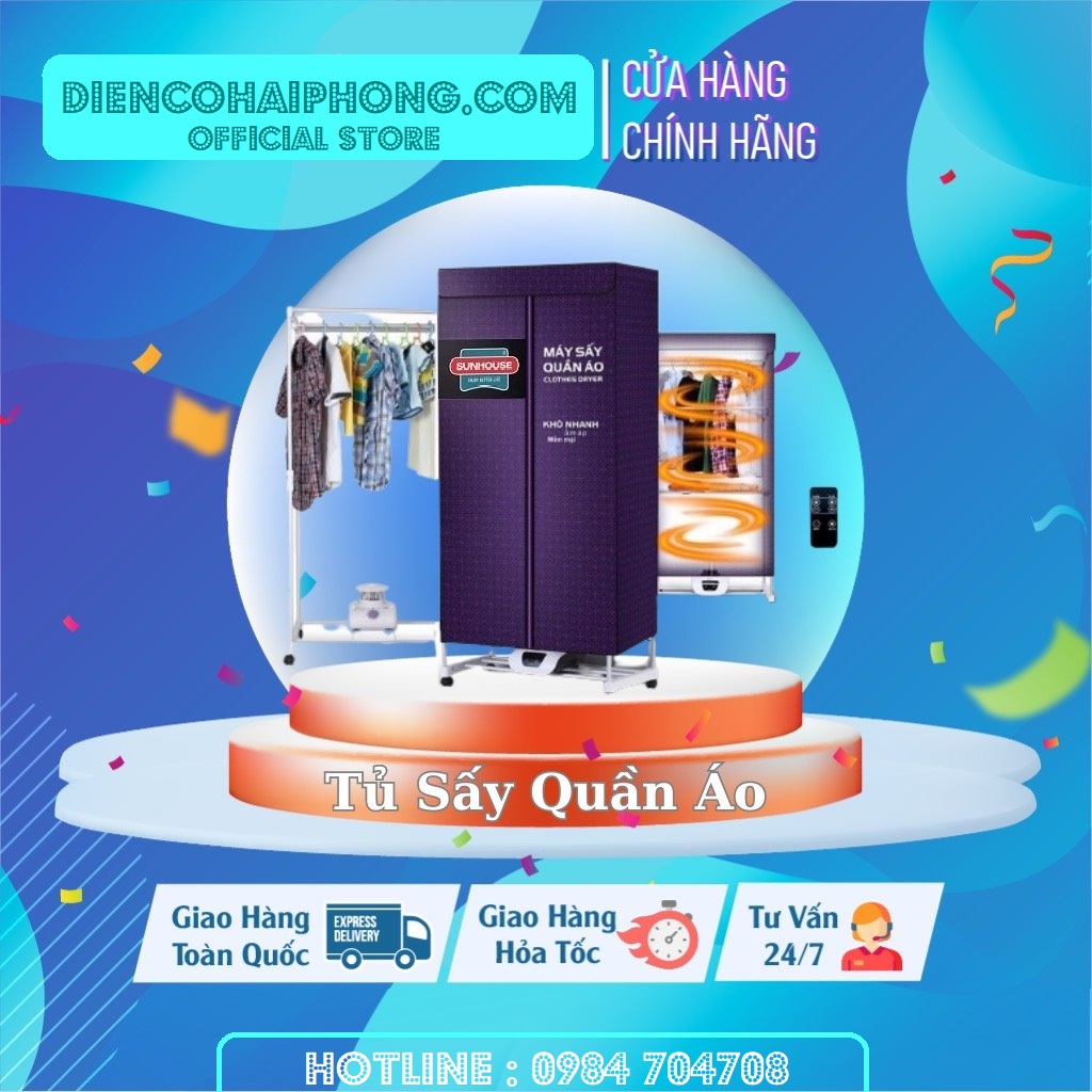 MÁY SẤY QUẦN ÁO SUNHOUSE SHD2707 ( 1400W , loại tủ to 90cm )