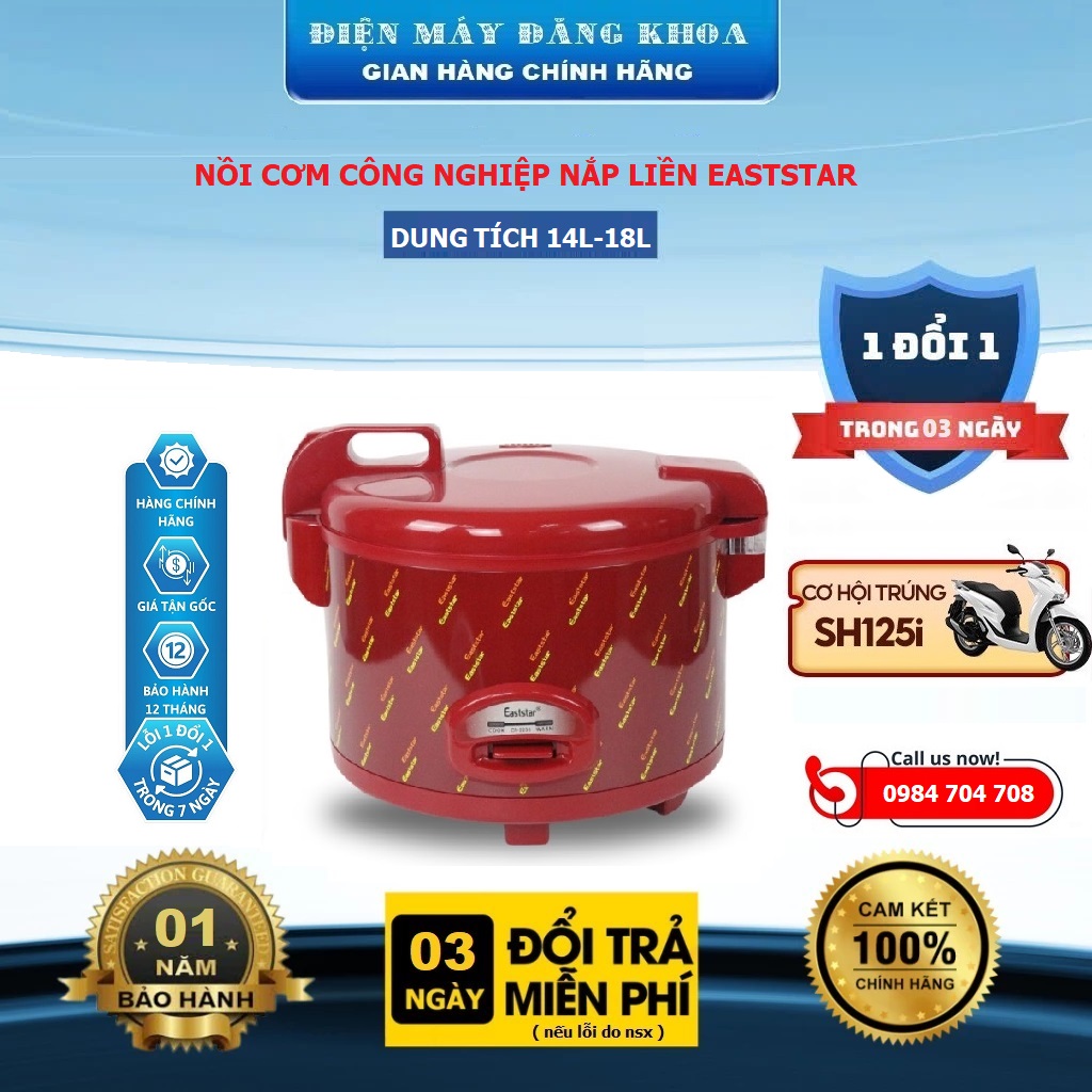 NỒI CƠM CÔNG NGHIỆP NẮP LIỀN EASTSTAR 18 LÍT  ( 4.5KG GẠO )